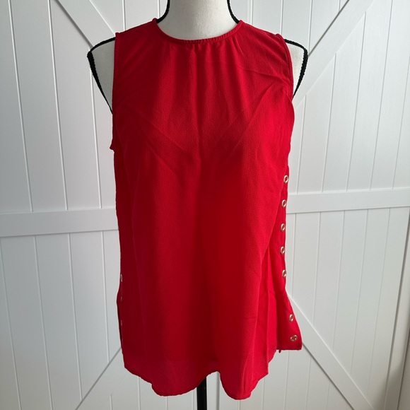 Michael Kors Tops - Women's Michael Kors Red Sleeveless Blouse with Grommet Detail – Size Medium